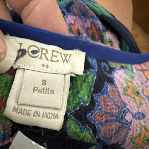 J.Crew Tunic S Petite Mandala‎ 3/4 Sleeve Pullover V-neck Floral Top Swim Cover - Picture 4 of 5